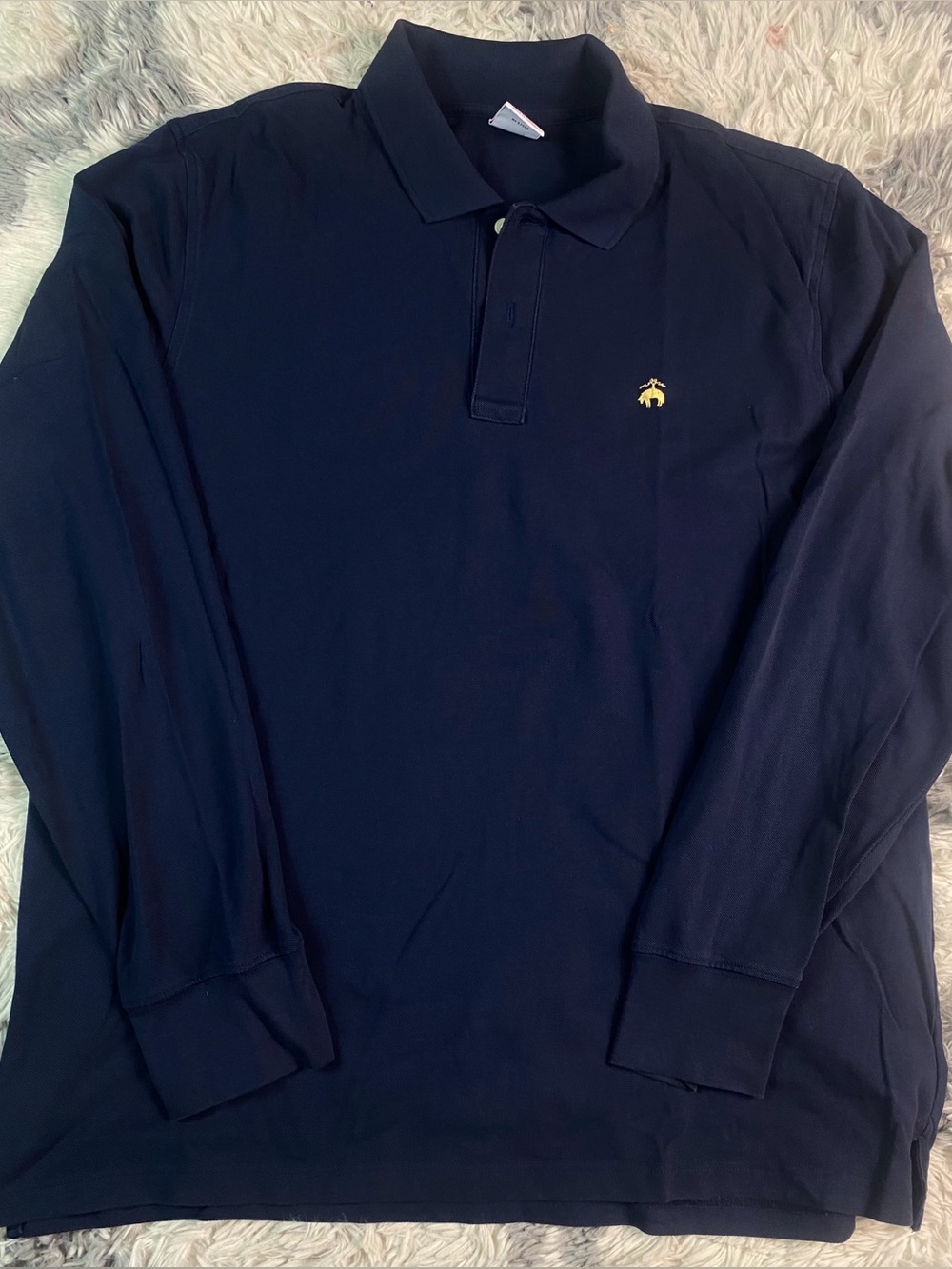 Brooks Brothers Polo Shirt Mens L Blue Long Sleeve Performance Supima Cotton